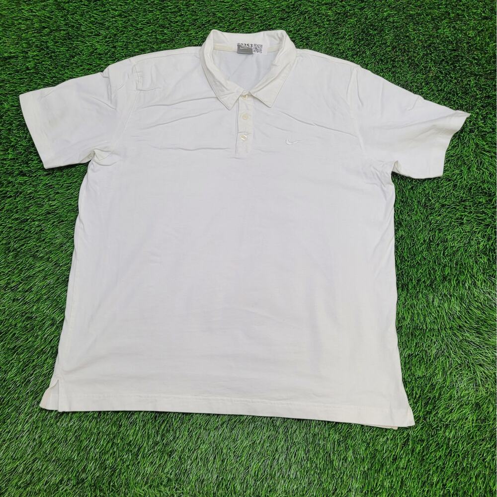 NIKE Polo Shirt XL 24x30 White Embroidered-Swoosh